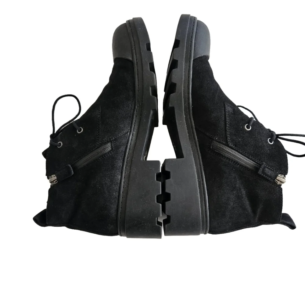 Eileen Fisher Black Suede Lace-Up Ankle Boots